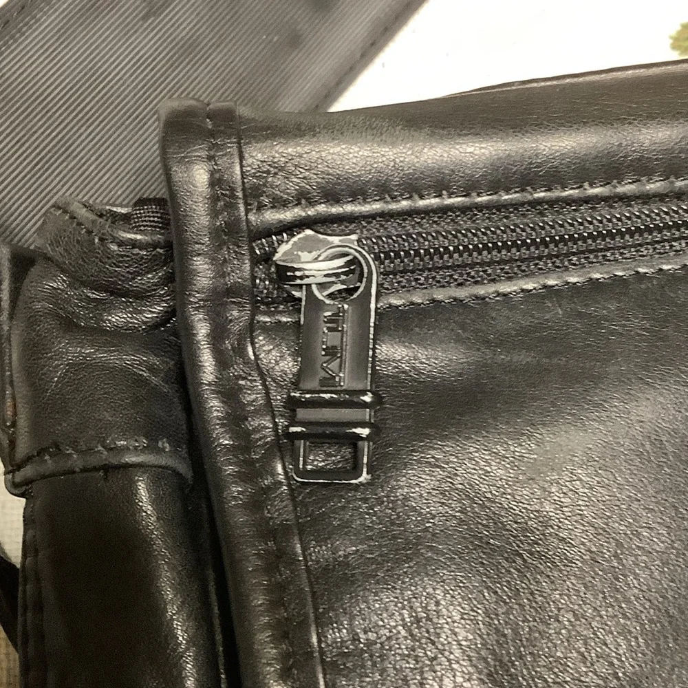 Tumi Black Leather Messenger Bag